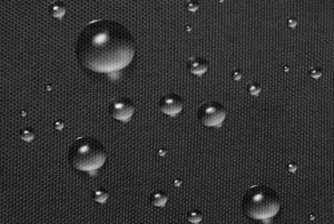 water beads on waterproof fabric