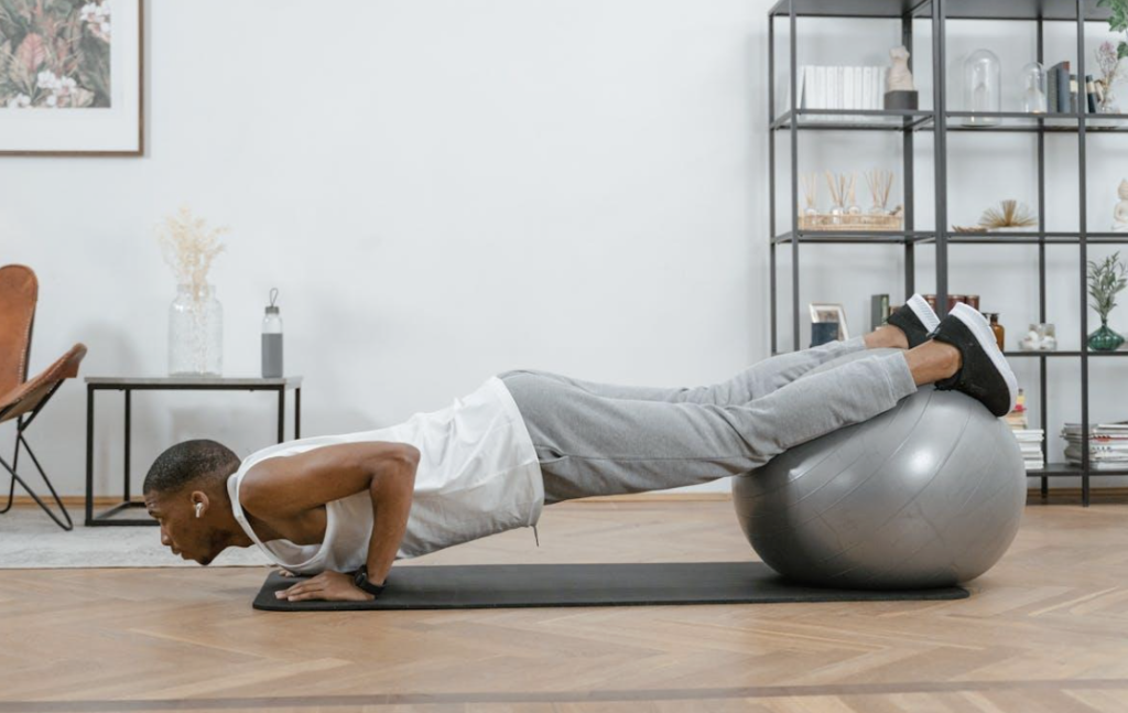 Man working out at home.